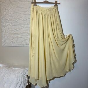 Chiffon Circle Maxi Skirt Pale Butter Yellow